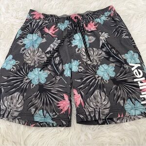 Hurley Men's Floral Board Shorts - Gray, Pink, Blue